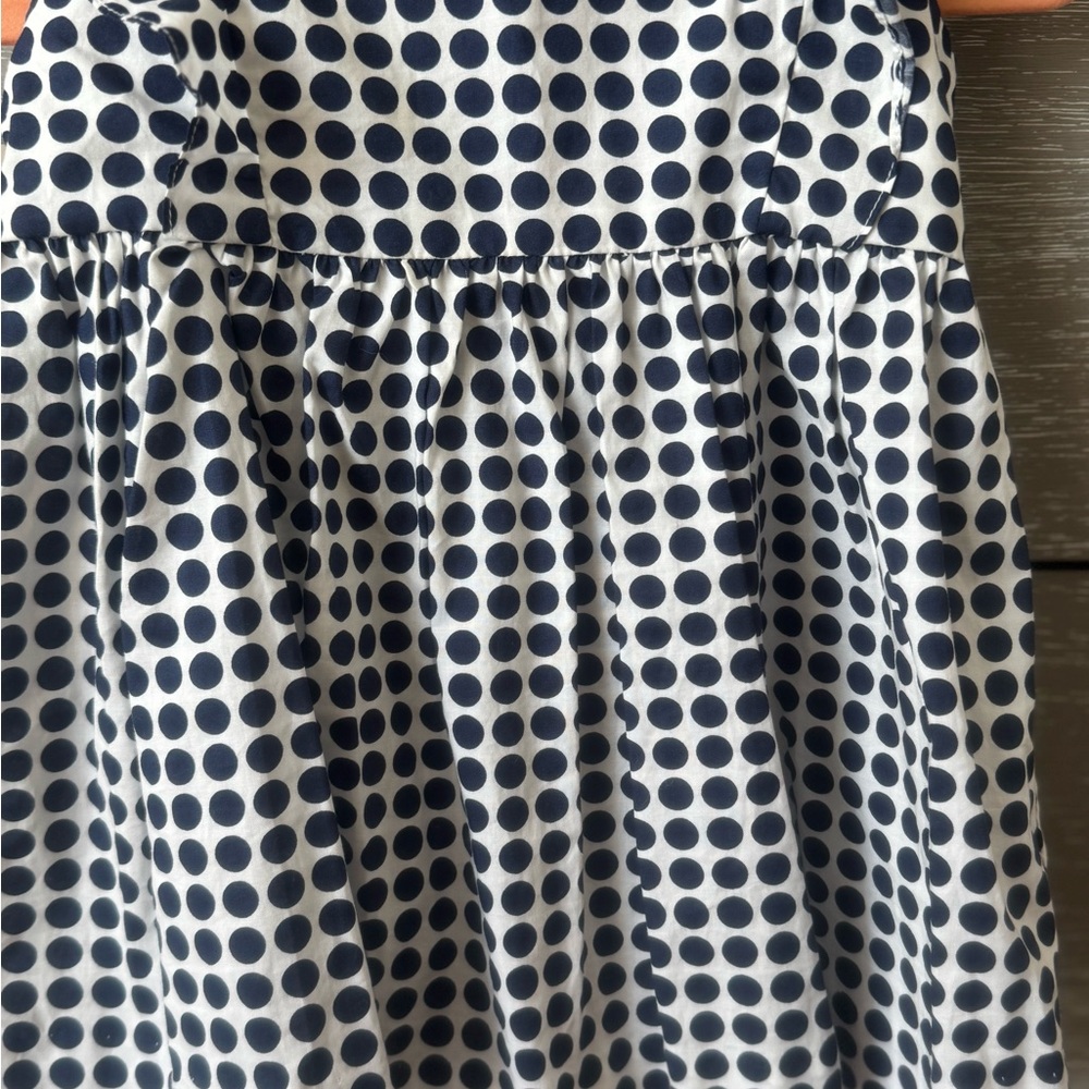 Jacadi Paris Navy and White Ruffled polka dot Sundress - Picture 5 of 10